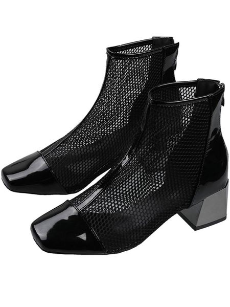 

boots hollow women 2021 autumn breathable fashion zipper ankle, Black