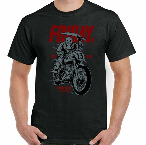 

biker mens friday 13 motorcycle parody funny film jason bicycle, White;black