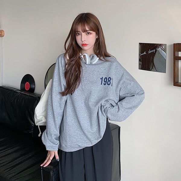 

ladies korean fashion pure color pullover hoodie 2021 the harajuku street sweatshirt couple casual wild loose women's hoodies & sweatsh, Black