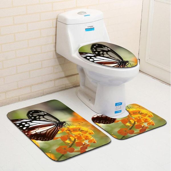 

3pcs/set bathroom set rug anti slip carpet for home decor toilet mat bath mats