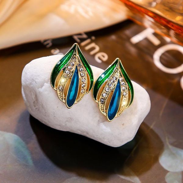 

stud 4 styles fashion enamel earrings for women korean crystal earring vintage brincos jewelry accessories gift 2021 trendy, Golden;silver