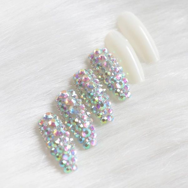 

natural color high-end salon ballet coffin diy crystal glitter handmade fake nails 24pcs1, Red;gold