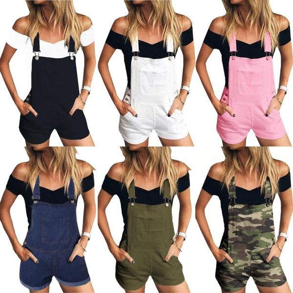 

women's jeans overalls short pants summer rompers shorts 2021 fashion loose casual demin bib, Blue