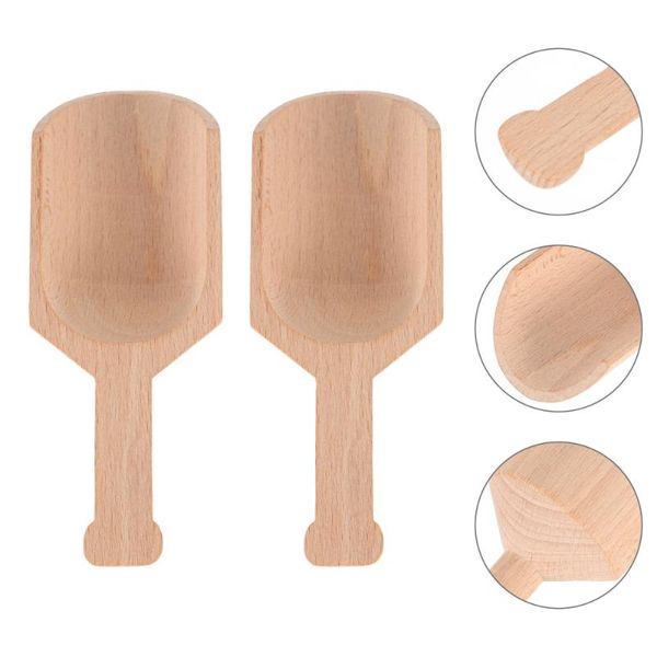 

2pcs wooden bath salt scoops durable teahouse teaspoons powder shovels spoons