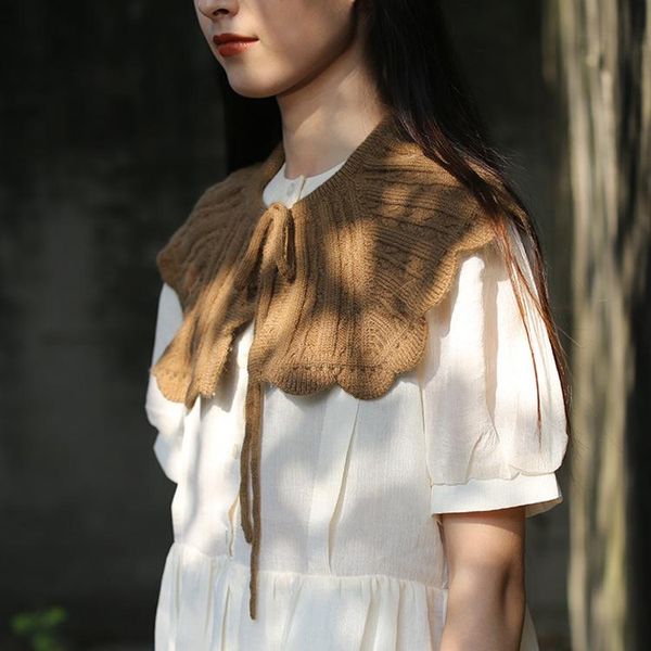 

scarves fake collar solid scarf knitting shawl shoulder neck multifunction waistcoat, Blue;gray