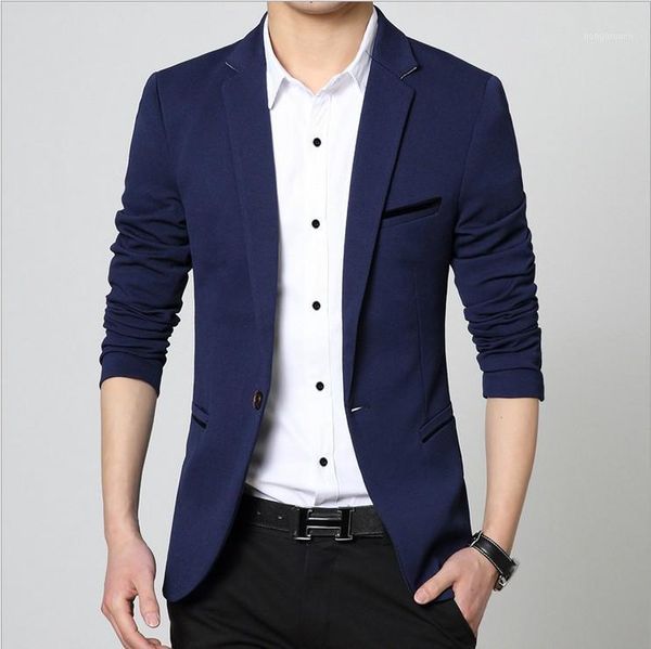 

men's suits & blazers mens korean slim fit fashion cotton blazer suit jacket black blue beige plus size m to 5xl male coat wedding dres, White;black