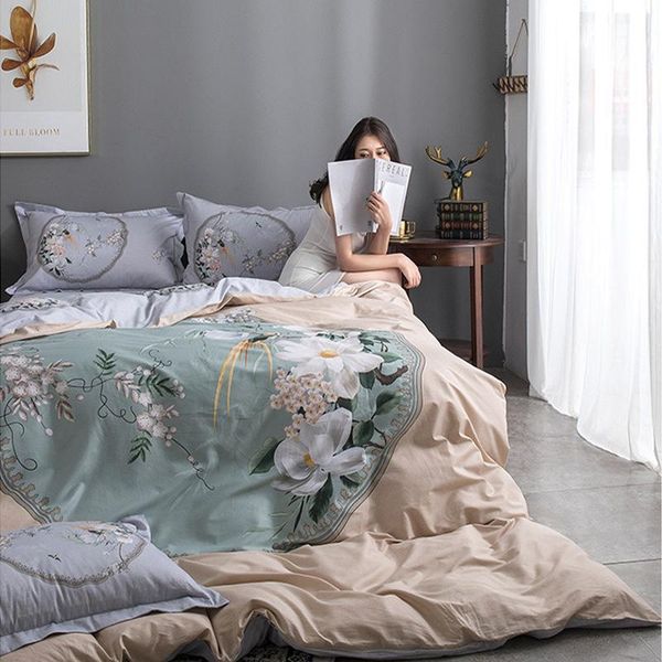 

bedding sets  king cotton 4pcs set duvet cover pillowcase flat bed sheet bedspreads home el bedclothes flowers