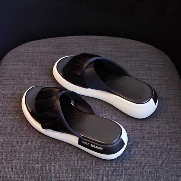 

slippers ladies flat designer brand sandals summer 2021 zapatillas mujer, huis, Black