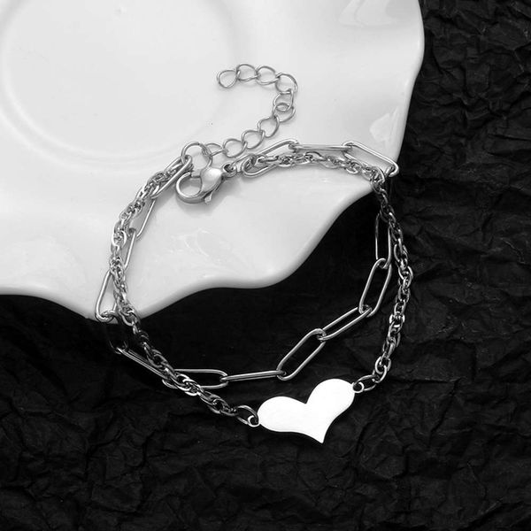 

2021 titanium steel double layer love pendant with bracelet, Black