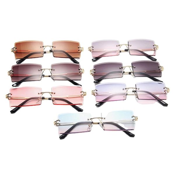 

sunglasses rimless women vintage rectangle gradient lenses sun glasses trendy small square metal eyewear summer traveling oculos, White;black
