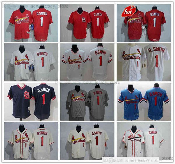 

2022th man women youth kids vintage baseball jerseys #1 ozzie smith cooperstown flexbase cool base pullover white grey blue red jersey, Black
