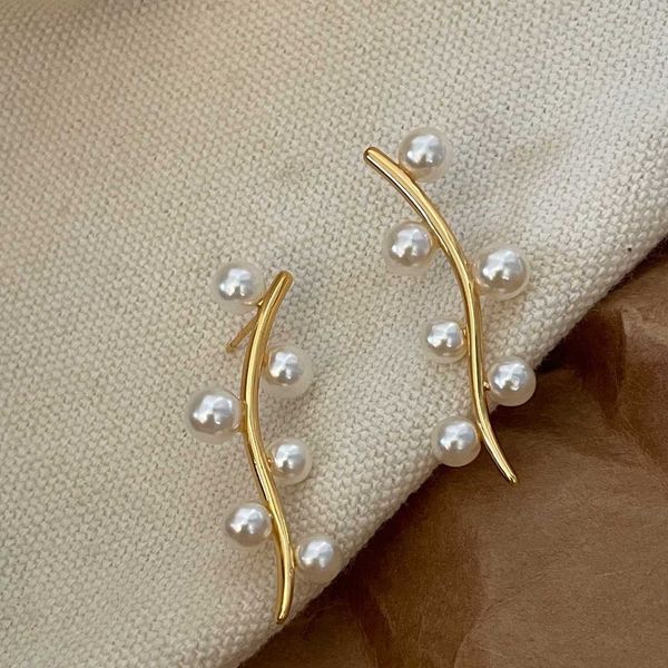 

and design sense branch shape pearl personality net red earrings french art earrings g6-3, Silver