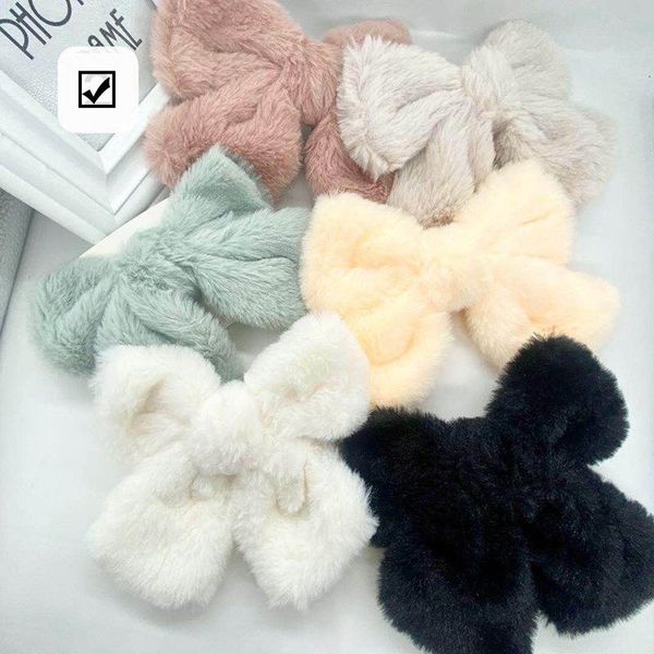 

hair accessories fashion big bow hairpins sweet elegant plush kid clip quatity solid color for baby girls gift, Slivery;white