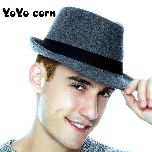 

yoyocor gentleman hat jazz england retro small casual stage hat, sun men's middle and wide brim hats, Blue;gray