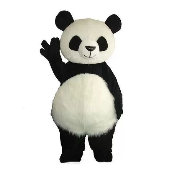 Costume della mascotte del panda gigante di Halloween Animale dei cartoni animati Personaggio a tema anime Natale Festa di carnevale Costumi di fantasia Taglia per adulti Compleanno Vestito all'aperto