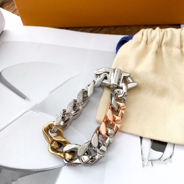 

361 titanium steel pink diamond bracelet silver buckle bracelet fashion charm bracelet stainless steel chain supply, Black
