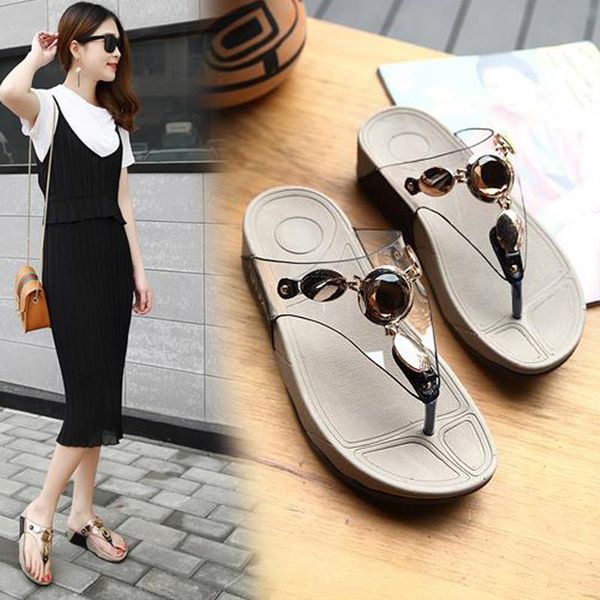 

slippers women's 2021 sliding heel shoes large 35-41 thick bottom flip flops, Black