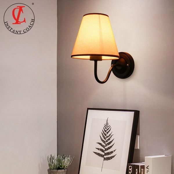 

wall lamp canvas craft e27 bulb ac220v can replace el bedroom bedside living room modern