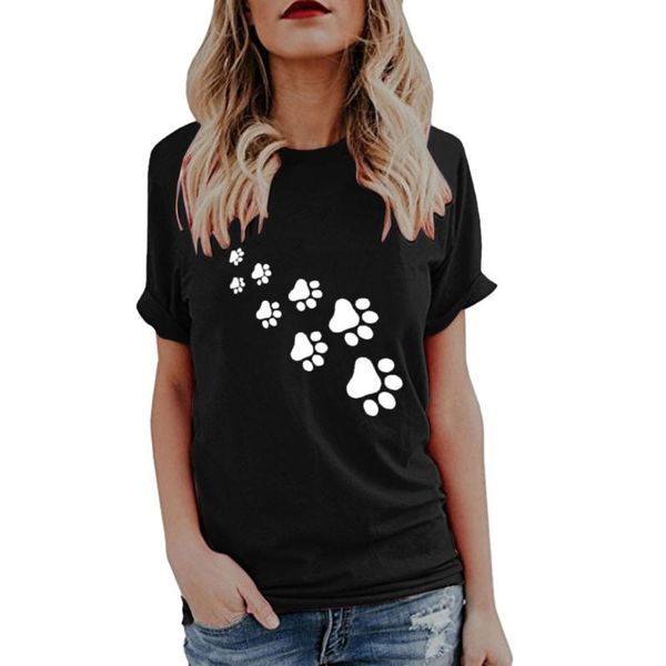

women's t-shirt women clothing spring summer dog cat pet fashion cartoon animal 90s girl clothes print tee tshirt female graphic, White