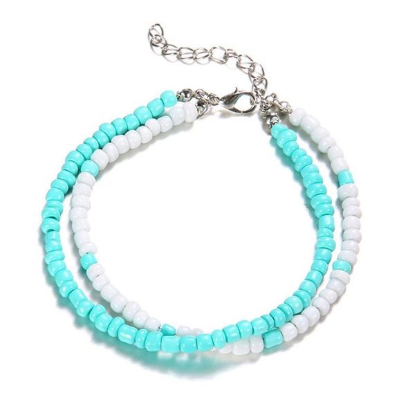 

anklets design resin lady fashion beach section double beads anklet foot jewelry, Red;blue