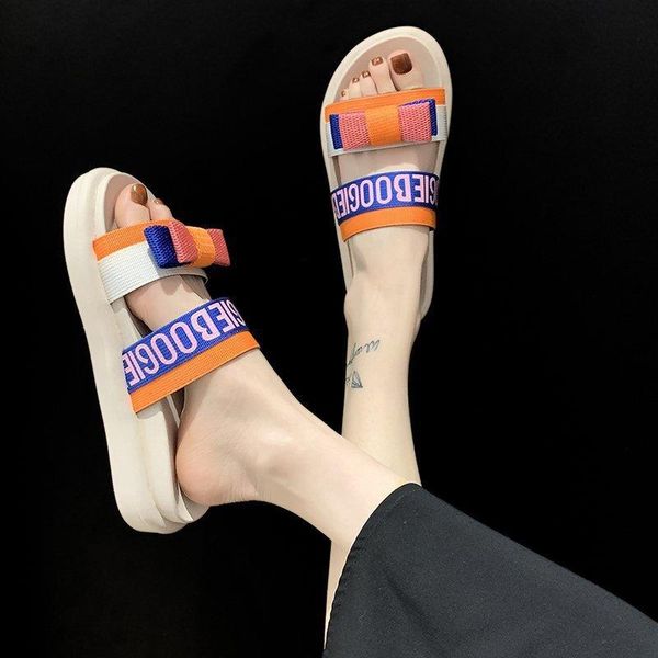 

summer casual bowknot platform slippers for women's outer wear color-blocking, Black