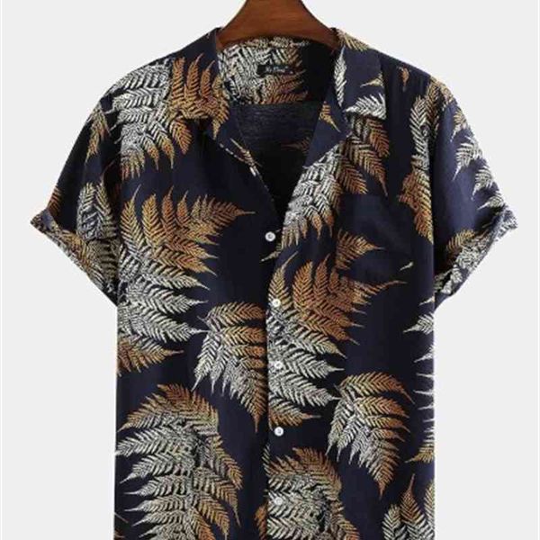 

men's shirts 2021 printed cotton linen hort leeve, White;black