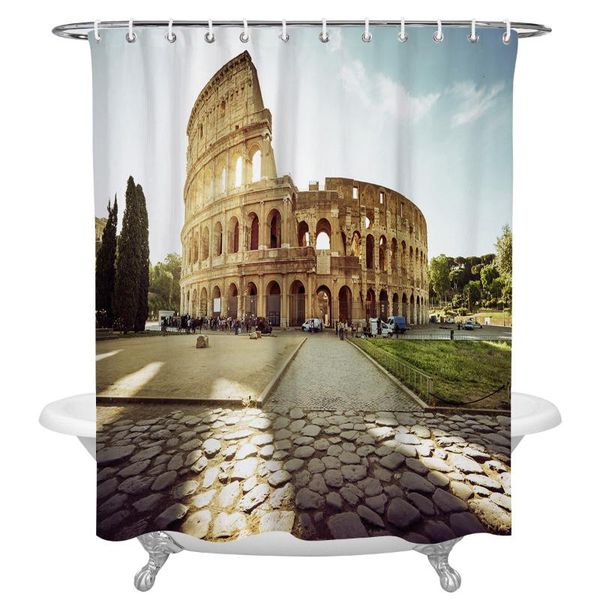 

shower curtains roman architecture printing fabric polyester waterproof home bathroom decor curtain with hooks