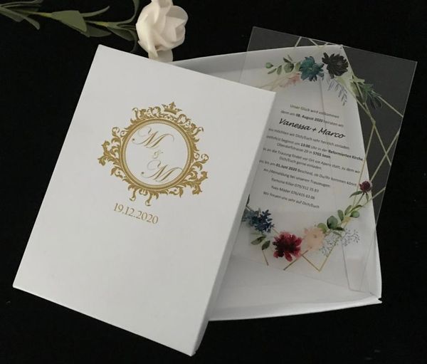 

greeting cards printed gold initials design boxes for acrylic wedding invitations,10pcs invitations,custom birthday invitations