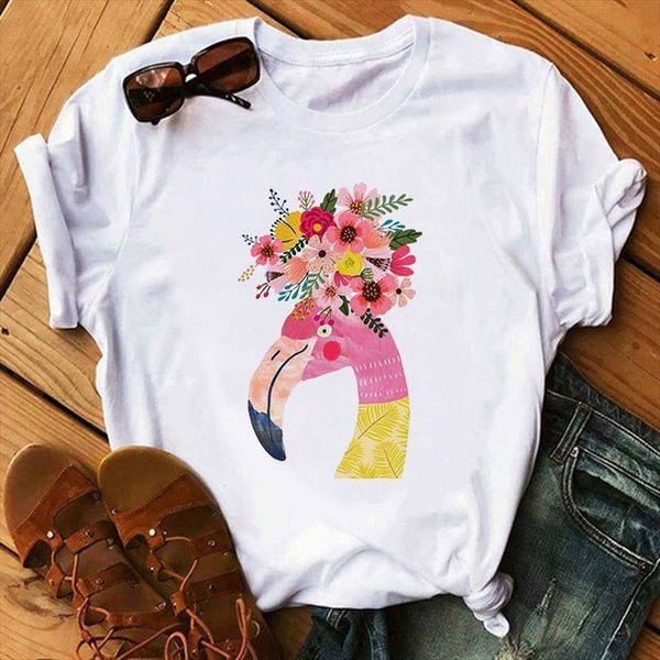 

Summer Kawaii Cartoon Flower Mens Tops Animal Print Woman Short Sleeved Casual Female Harajuku Fashion, White;black