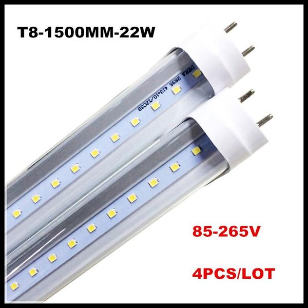 

bulbs t8 led 5ft 5 feet super bright tube 22w 100lm/w clear cover replace to fluorescent fixture ac85-265v tubes light g13 1500
