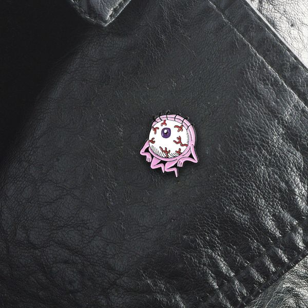 

red bloodseyeball monster brooch pink big one-eyed "eye on you" long eyelashes monster enamel pins kids backpack badge, Blue