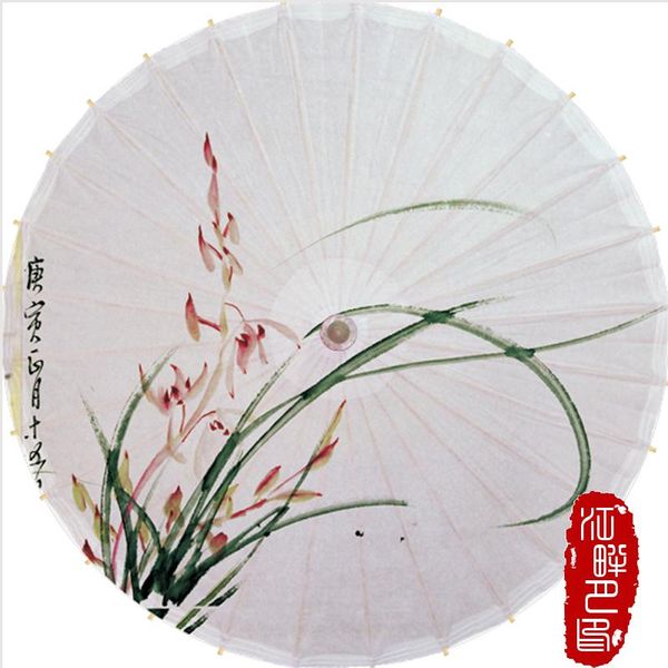 

umbrellas chinese painting orchids scenery umbrella wedding props parasol oiled paper craft handmade umbrells gifts
