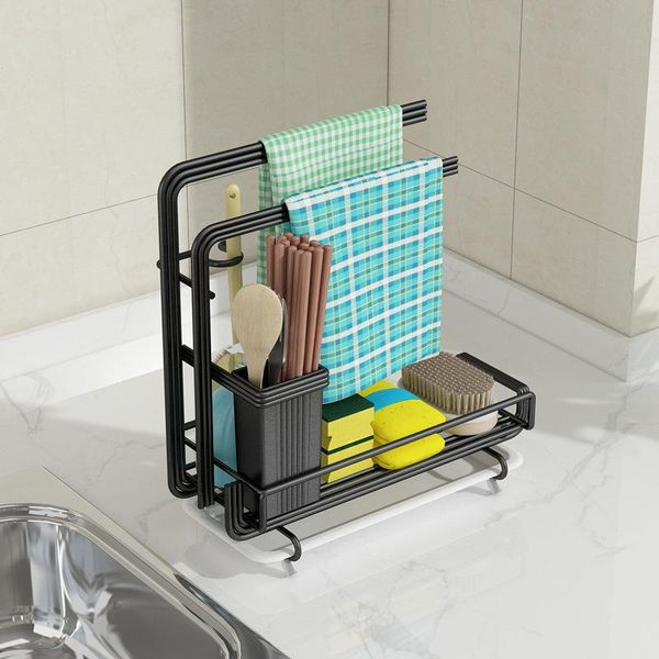 

hooks & rails metal storage shelves and supports towel rack kitchen accessories sponge holder organization sink organizer