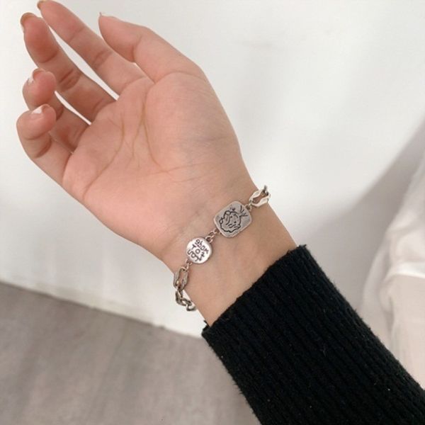 

hand catenary temperament simple little boy personality hip hop letter hand adornment cute cartoon niche adjustable fashion bracelet, Golden;silver