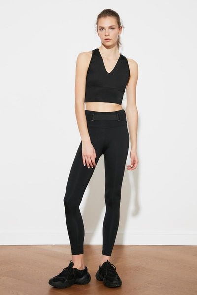 

women's leggings black belt detailed sport tights twoss21ty0004