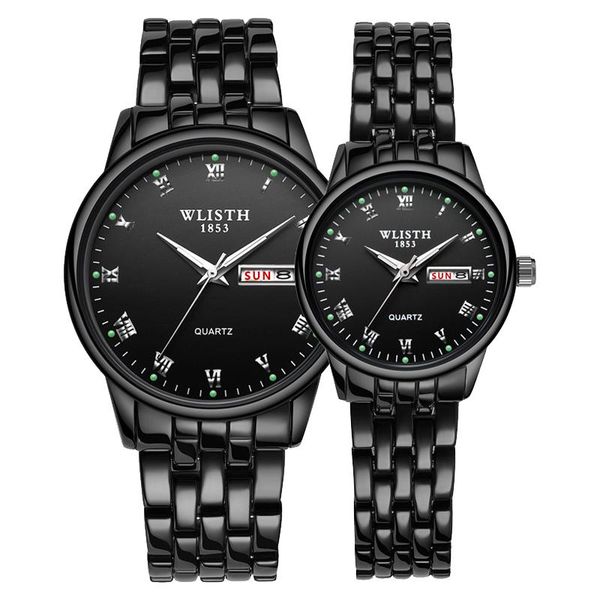 

wristwatches watch men women business waterproof clock auto date week steel mens watches fashion casual lady quartz wristwatch for lovers, Slivery;brown