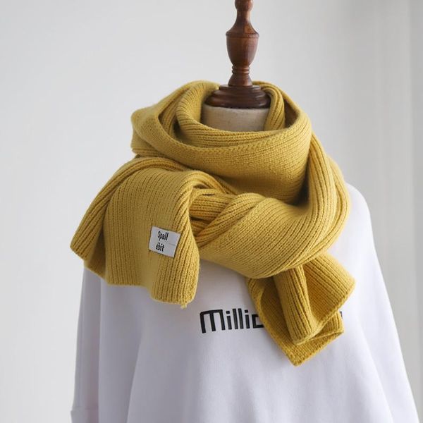 

scarves autumn woolen knitted scarf for girls all-match solid color retro ins female students thicken keep warm women's winter, Blue;gray