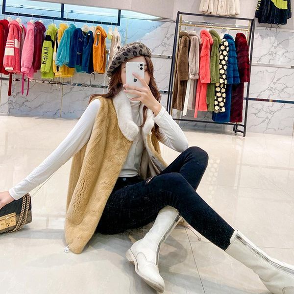 

women's fur & faux mink vest shawl henning 2021, Black