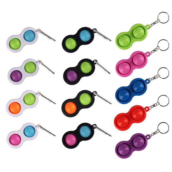 

fidget simple dimple toy keychain finger toys pop push bubble board game sensory stress reliever keychains, Silver