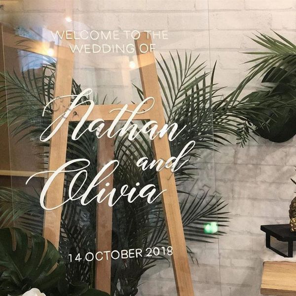 

wall stickers welcome to the wedding of personalized name date decal sign removable mural for window wood diy zw473