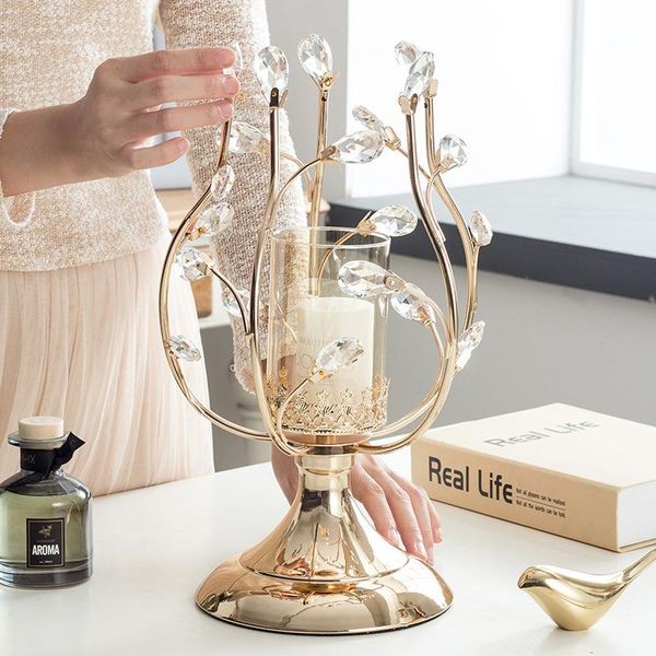

candle holders light luxury crystal lantern gold nordic candlesticks parties home decor