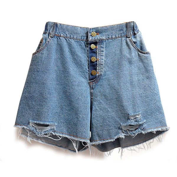 

women's jeans plus size short for women 4xl 5xl 6xl 2021 summer casual blue loose clothing denim shorts hole wide leg pants