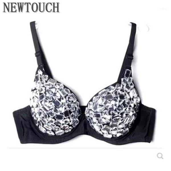 

bra female singer rhinestone dance stage fashion big stretch costume1, Black;red