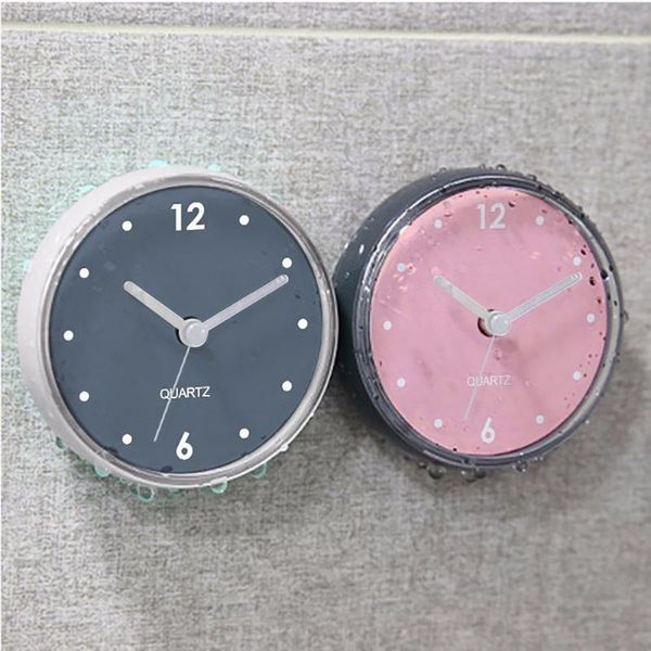 

mini sucker wall clock bathroom anti-fog waterproof kitchen toilet small quartz table home decor accessories drop clocks