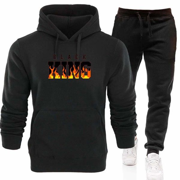 

white black men hoodies set fashion autumn brand casual tracksuit mens set sports two piece patchwork hoodie pant male suit, Gray