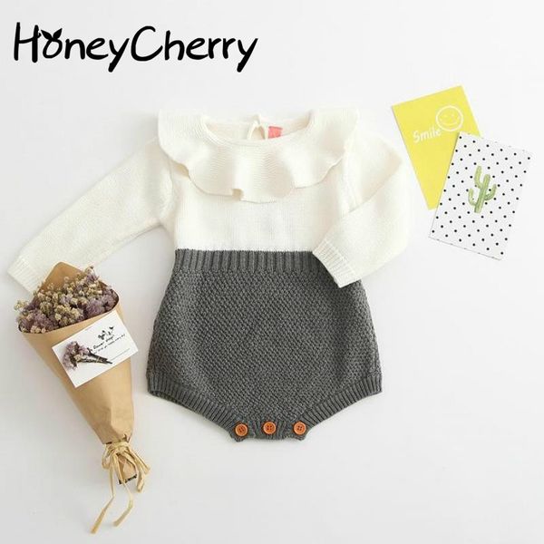 

spring and autumn baby jumpsuit knitting sweater conjoined garment bodysuits girl clothes 210515, Blue