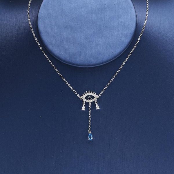 

chains slovecabin 925 sterling silver evil eye blue crystal danging link chain necklace for women design fine jewelry making