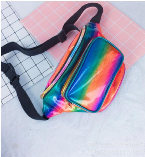 

women fashion laser sport bum bag pack ladies pillow pvc travel waist money belt zip pouch bags