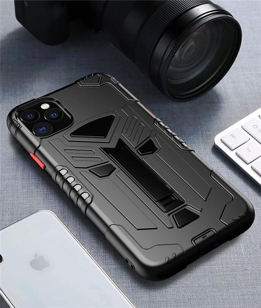 

shockproof phone case for iphone 11 pro xs max 6 7 8 with holder bracket cases for samsung s10 note 10 s20 ultra