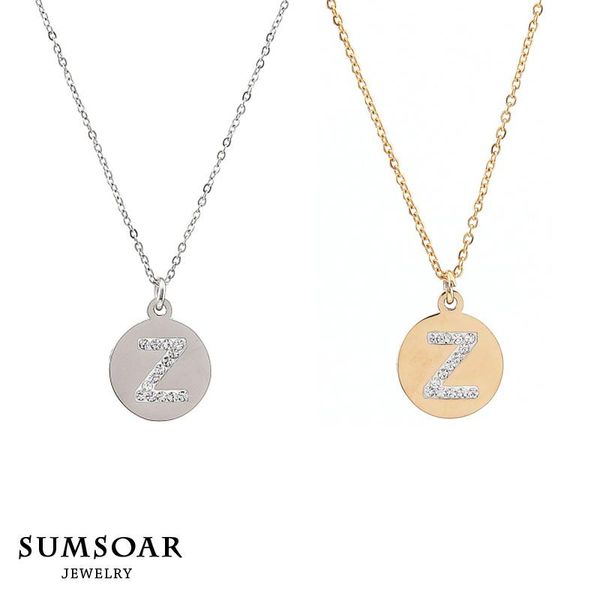 

pendant necklaces somsoar jewelry 316l stainless steel letter z necklace set for mother's day gift 10pcs/lot, Silver